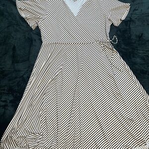 H&M Striped Faux Wrap Dress